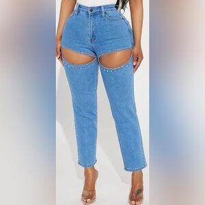 Women's Blue Cut-Out Jeans